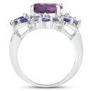 4.88 Carat Genuine Amethyst and Tanzanite .925 Sterling Silver Ring-5