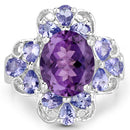 4.88 Carat Genuine Amethyst and Tanzanite .925 Sterling Silver Ring-6