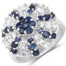 1.78 Carat Genuine Blue Sapphire & White Topaz .925 Sterling Silver Ring-1