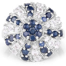1.78 Carat Genuine Blue Sapphire & White Topaz .925 Sterling Silver Ring-3