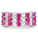 4.14 Carat Genuine Ruby and White Topaz .925 Sterling Silver Ring-6