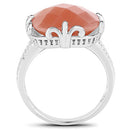 12.75 Carat Genuine Peach Moonstone .925 Sterling Silver Ring-5