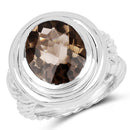 6.59 Carat Genuine Smoky Quartz .925 Sterling Silver Ring-4