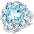 8.67 Carat Genuine Blue Topaz .925 Sterling Silver Ring-4