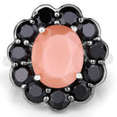 7.88 Carat Genuine Peach Moonstone and Black Spinel .925 Sterling Silver Ring-6