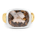 Two Tone Plated 7.53 Carat Genuine Smoky Quartz .925 Sterling Silver Ring-8