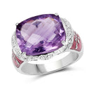 8.86 Carat Genuine Amethyst & White Topaz .925 Sterling Silver Ring-4