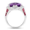 8.86 Carat Genuine Amethyst & White Topaz .925 Sterling Silver Ring-5
