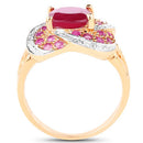 14K Rose Gold Plated 3.88 Carat Glass Filled Ruby, Ruby and White Topaz .925 Sterling Silver Ring-2