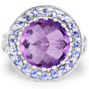 5.95 Carat Genuine Amethyst and Tanzanite .925 Sterling Silver Ring-6