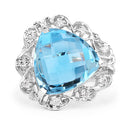 11.01 Carat Genuine Blue Topaz and White Zircon .925 Sterling Silver Ring-6