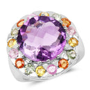 10.16 Carat Genuine Multi Stone .925 Sterling Silver Ring-4