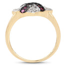 14K Yellow Gold Plated 0.57 Carat Genuine Ruby and White Cubic Zirconia .925 Sterling Silver Ring-5