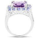 6.63 Carat Genuine Amethyst and Tanzanite .925 Sterling Silver Ring-5