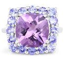 6.63 Carat Genuine Amethyst and Tanzanite .925 Sterling Silver Ring-6