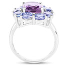 5.24 Carat Genuine Amethyst & Tanzanite .925 Sterling Silver Ring-5