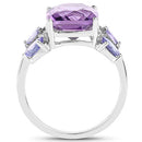 5.53 Carat Genuine Amethyst, Tanzanite & White Topaz .925 Sterling Silver Ring-6
