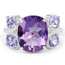 5.53 Carat Genuine Amethyst, Tanzanite & White Topaz .925 Sterling Silver Ring-8