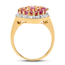 14K Yellow Gold Plated 2.30 Carat Genuine Ruby and White Topaz .925 Sterling Silver Ring-5