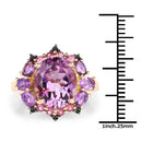 14K Yellow Gold Plated 5.25 Carat Genuine Amethyst, Rhodolite and Blue Diamond .925 Sterling Silver Ring-6
