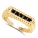 14K Yellow Gold Plated 0.50 Carat Genuine Black Diamond .925 Sterling Silver Ring-5