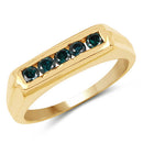14K Yellow Gold Plated 0.50 Carat Genuine Blue Diamond .925 Sterling Silver Ring-4