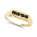 14K Yellow Gold Plated 0.48 Carat Genuine Black Diamond .925 Sterling Silver Ring-5