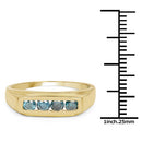 14K Yellow Gold Plated 0.48 Carat Genuine Blue Diamond .925 Sterling Silver Ring-6