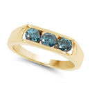 14K Yellow Gold Plated 0.90 Carat Genuine Blue Diamond .925 Sterling Silver Ring-5