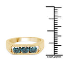 14K Yellow Gold Plated 0.90 Carat Genuine Blue Diamond .925 Sterling Silver Ring-6