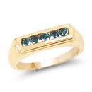 14K Yellow Gold Plated 0.40 Carat Genuine Blue Diamond .925 Sterling Silver Ring-4