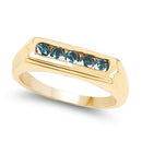 14K Yellow Gold Plated 0.40 Carat Genuine Blue Diamond .925 Sterling Silver Ring-5