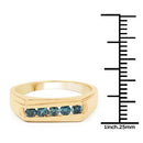 14K Yellow Gold Plated 0.35 Carat Genuine Blue Diamond .925 Sterling Silver Ring-6