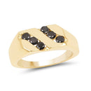 14K Yellow Gold Plated 0.60 Carat Genuine Black Diamond .925 Sterling Silver Ring-4