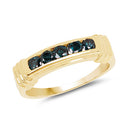14K Yellow Gold Plated 0.50 Carat Genuine Blue Diamond .925 Sterling Silver Ring-4