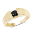 14K Yellow Gold Plated 0.25 Carat Genuine Black Diamond .925 Sterling Silver Ring-4