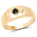 14K Yellow Gold Plated 0.20 Carat Genuine Black Diamond .925 Sterling Silver Ring-5