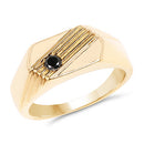 14K Yellow Gold Plated 0.12 Carat Genuine Black Diamond .925 Sterling Silver Ring-5