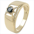 14K Yellow Gold Plated 0.25 Carat Genuine Blue Diamond .925 Sterling Silver Ring-5