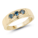 14K Yellow Gold Plated 0.33 Carat Genuine Blue Diamond .925 Sterling Silver Ring-5