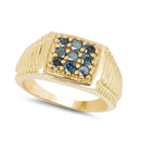 14K Yellow Gold Plated 0.63 Carat Genuine Blue Diamond .925 Sterling Silver Ring-5