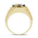 14K Yellow Gold Plated 1.40 Carat Genuine Blue Diamond .925 Sterling Silver Ring-6