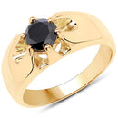 14K Yellow Gold Plated 1.00 Carat Genuine Black Diamond .925 Sterling Silver Ring-4