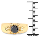 14K Yellow Gold Plated 1.00 Carat Genuine Black Diamond .925 Sterling Silver Ring-6