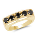 14K Yellow Gold Plated 1.25 Carat Genuine Black Diamond .925 Sterling Silver Ring-4