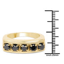 14K Yellow Gold Plated 1.25 Carat Genuine Black Diamond .925 Sterling Silver Ring-6