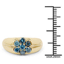 14K Yellow Gold Plated 0.98 Carat Genuine Blue Diamond .925 Sterling Silver Ring-6