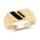 14K Yellow Gold Plated 0.12 Carat Genuine Black Diamond .925 Sterling Silver Ring-4