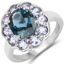 4.60 Carat Genuine London Blue Topaz and Tanzanite .925 Sterling Silver Ring-4