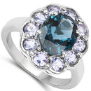 4.60 Carat Genuine London Blue Topaz and Tanzanite .925 Sterling Silver Ring-5